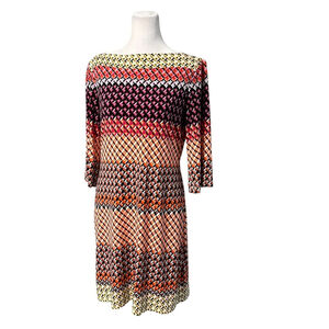 Donna Morgan Colorful Geometric Print 3/4 Sleeve Dress Size 6